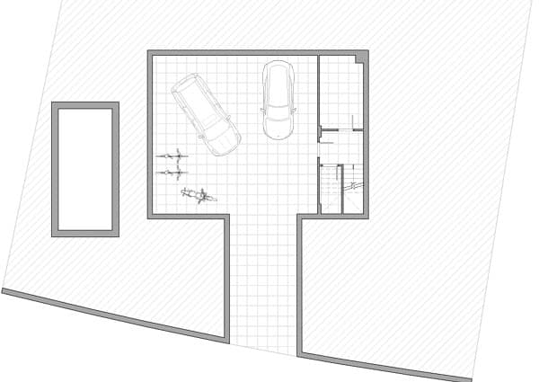 Plano de vivienda unifamiliar con piscina eficiente y saludable